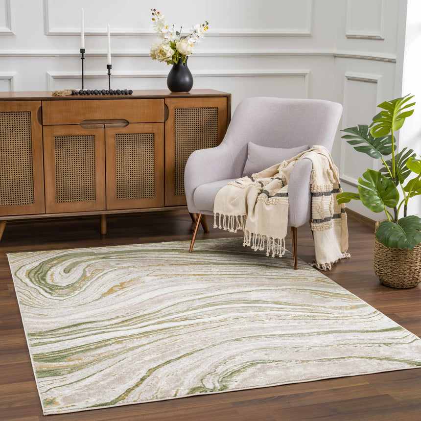Live Marble Green Area Rug