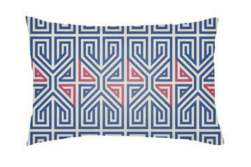 Saaban Geometric Blue Pink Outdoor Throw Pillow