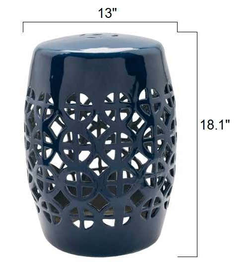 Navy Blue Ceramic Outdoor Stool