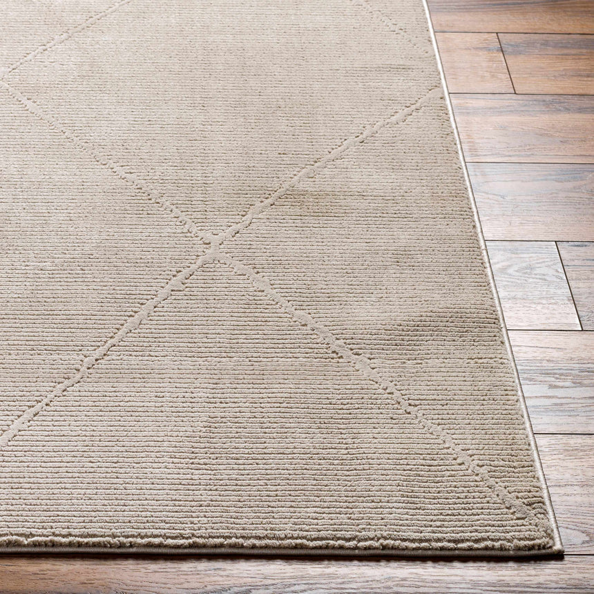 Aldis Tan Plush Textured Washable Rug - Clearance