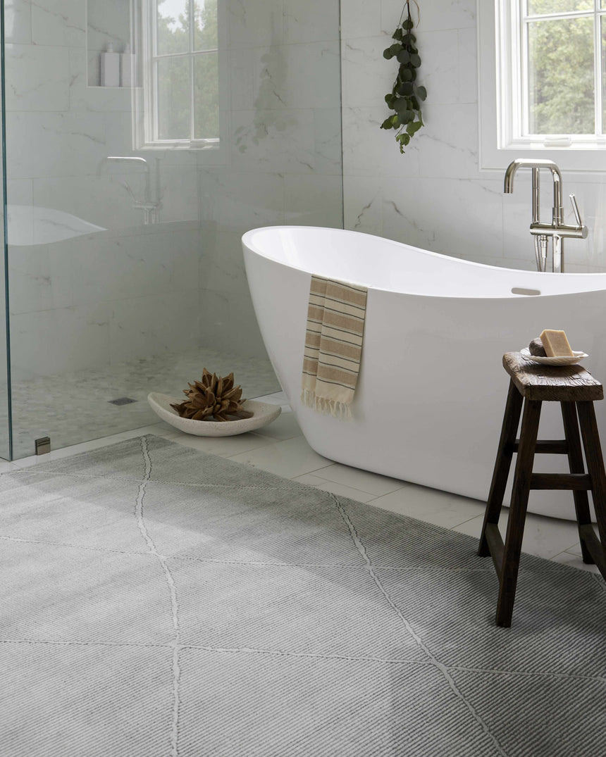 Aldis Grey Plush Textured Washable Rug - Clearance