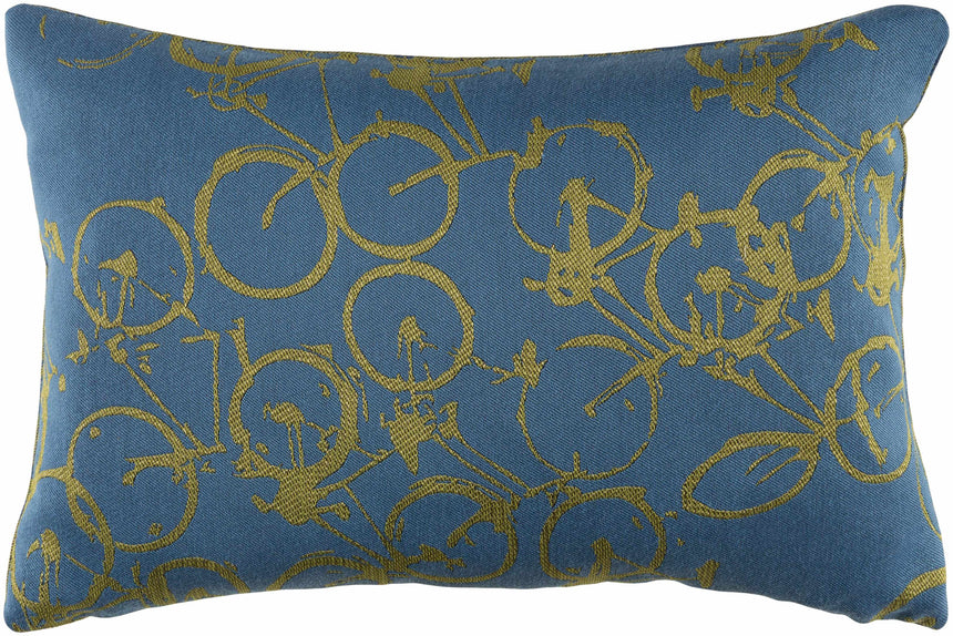 Saranac Gold Bicycle Blue Throw Pillow - Clearance