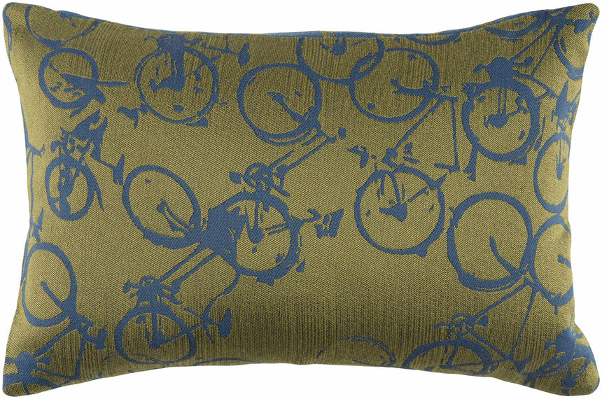 Saranac Gold Bicycle Blue Throw Pillow - Clearance