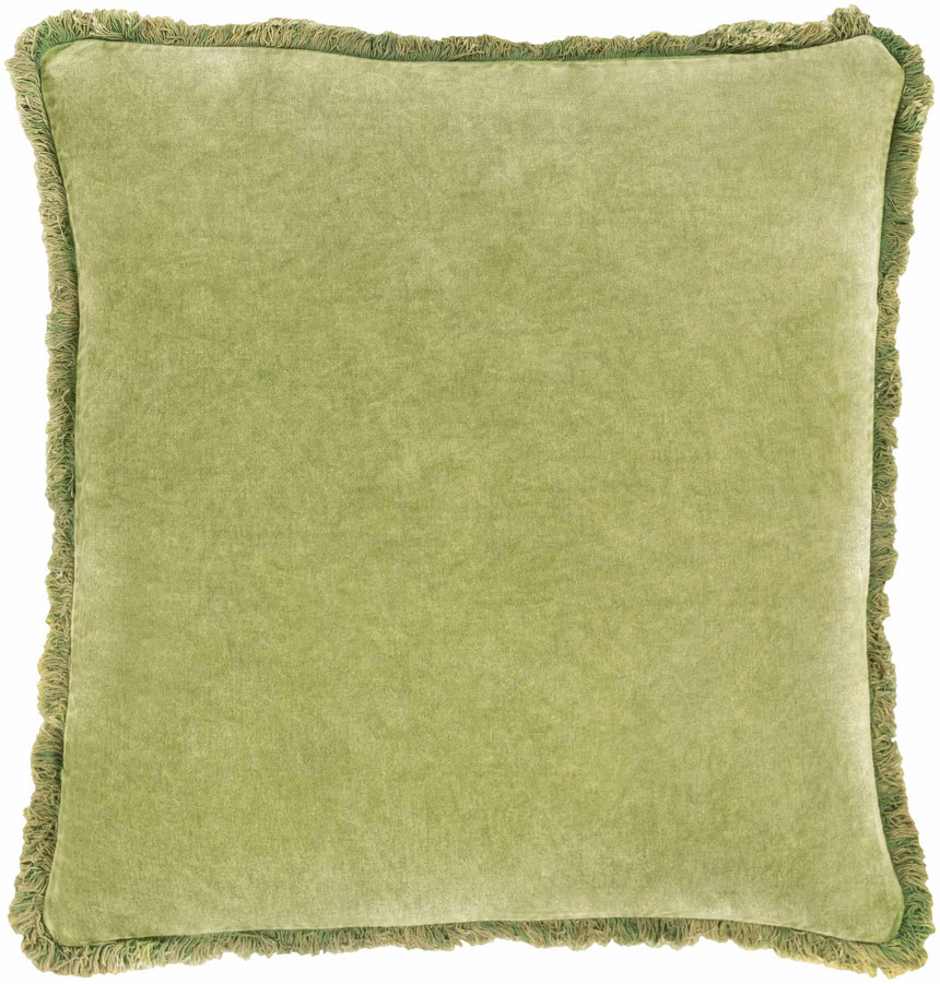 Sassafras Light Olive Velvet Square Throw Pillow - Clearance