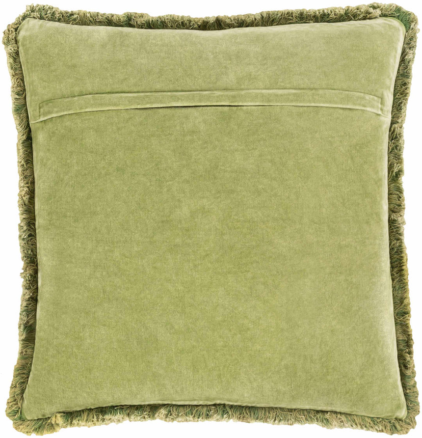 Sassafras Light Olive Velvet Square Throw Pillow - Clearance