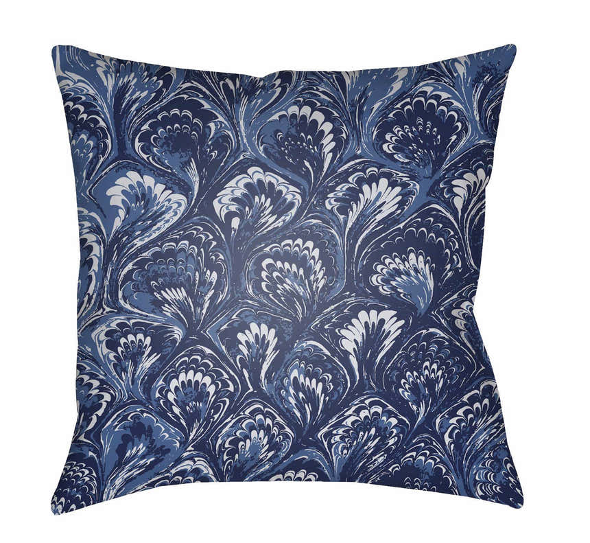 Sato Blue Abstract Swirl Accent Outdoor Pillow