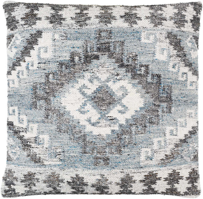 Ravnek Dusty Blue Geometric Southwest Recycled PET Yarn Accent Pillow - Clearance