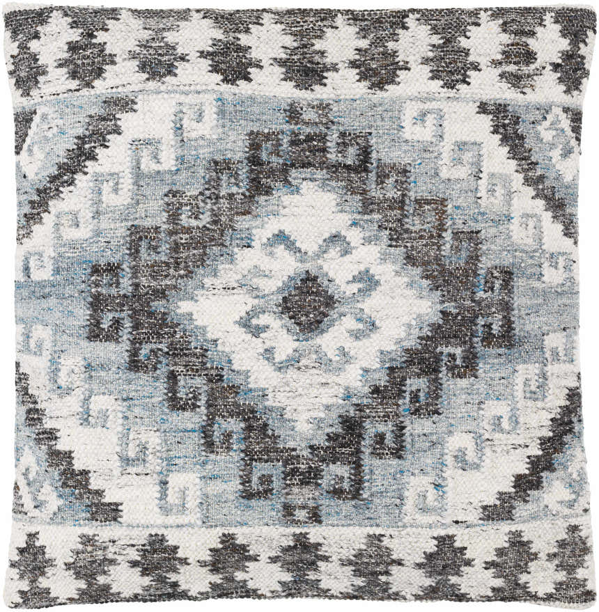 Ravnek Dusty Blue Geometric Southwest Recycled PET Yarn Accent Pillow - Clearance