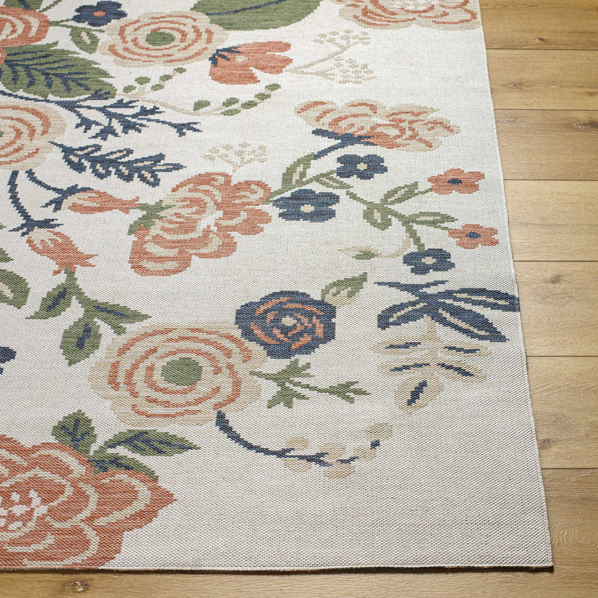 Ponto Cream & Green Floral Area Rug - Clearance