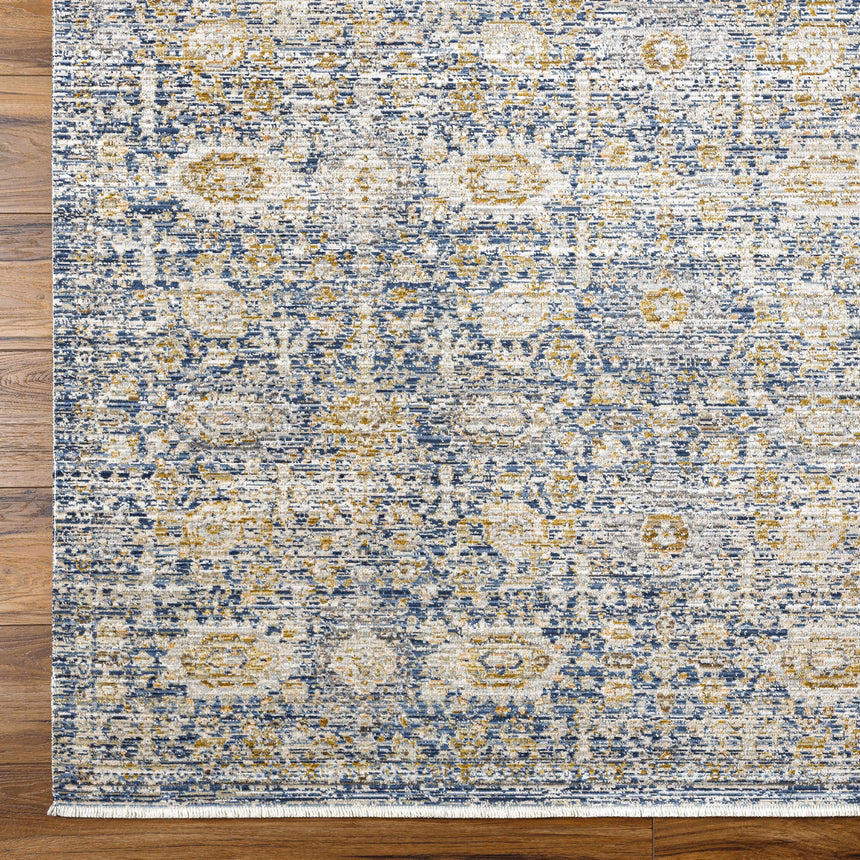Margaret Damask Blue Washable Area Rug - Livabliss x Becki Owens
