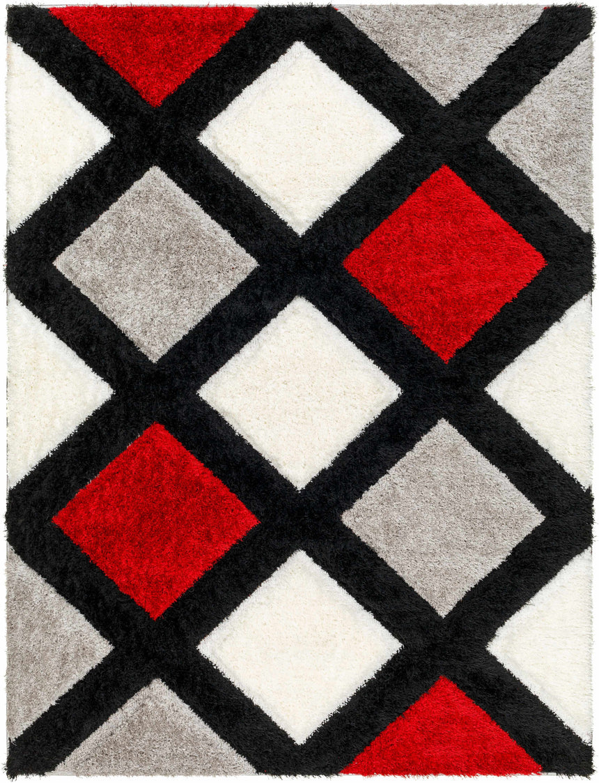 Amias Red & Black Area Rug - Clearance