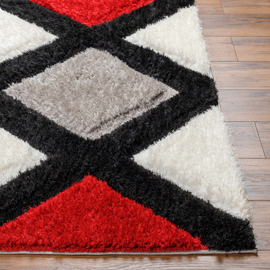 Amias Red & Black Area Rug - Clearance