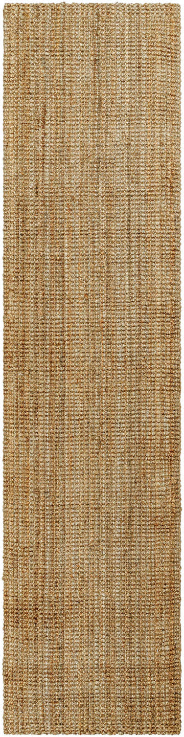 Close-up of the hand-woven Calla Jute Tan Area Rug by Livabliss x Becki Owens, showing texture and natural tan color. Design-Runner-2610