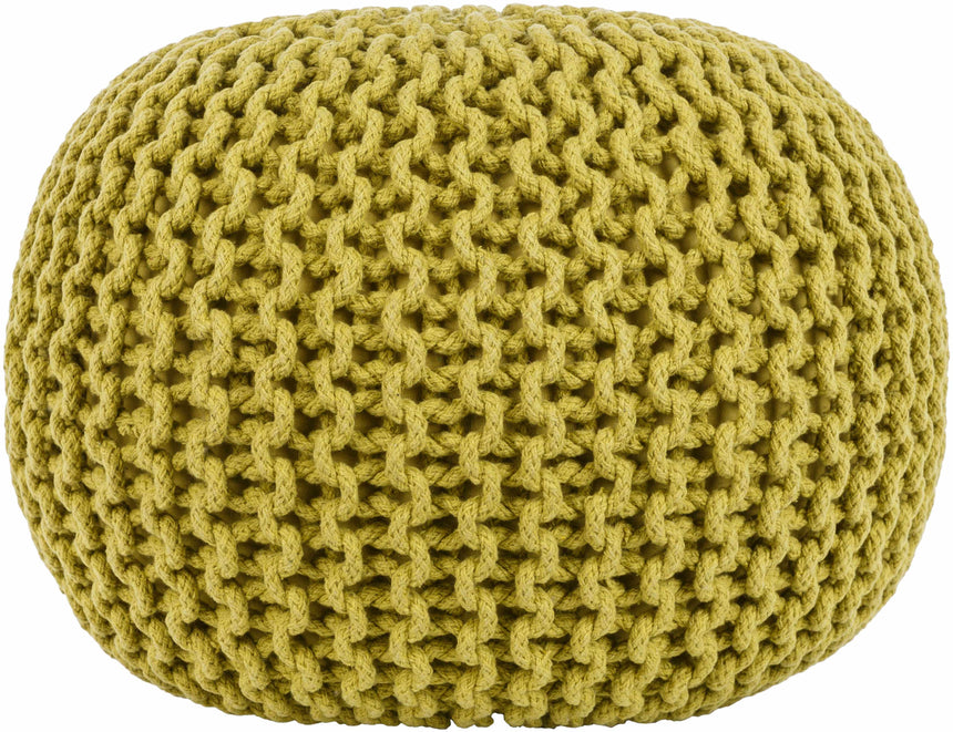 Osborne Olive Knitted Cotton Pouf