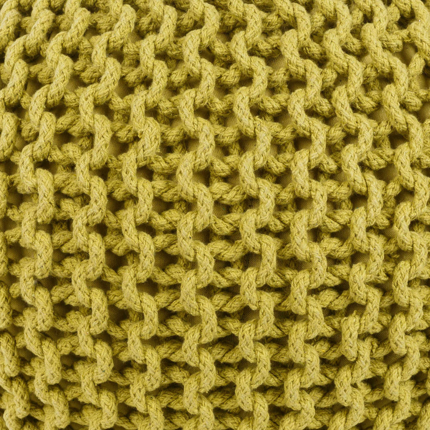 Osborne Olive Knitted Cotton Pouf