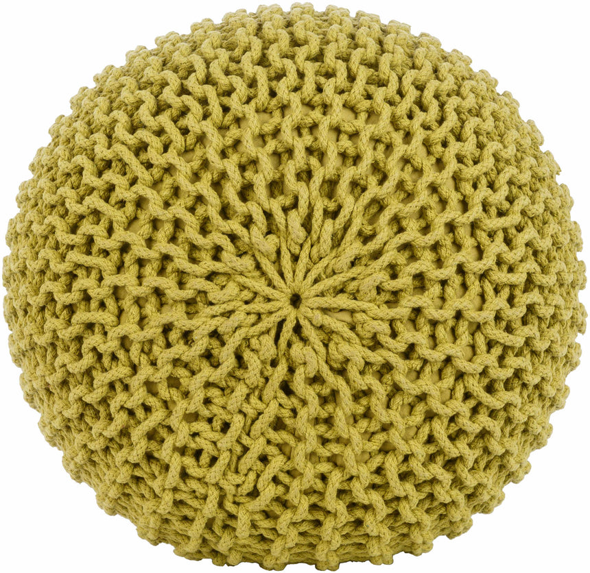 Osborne Olive Knitted Cotton Pouf