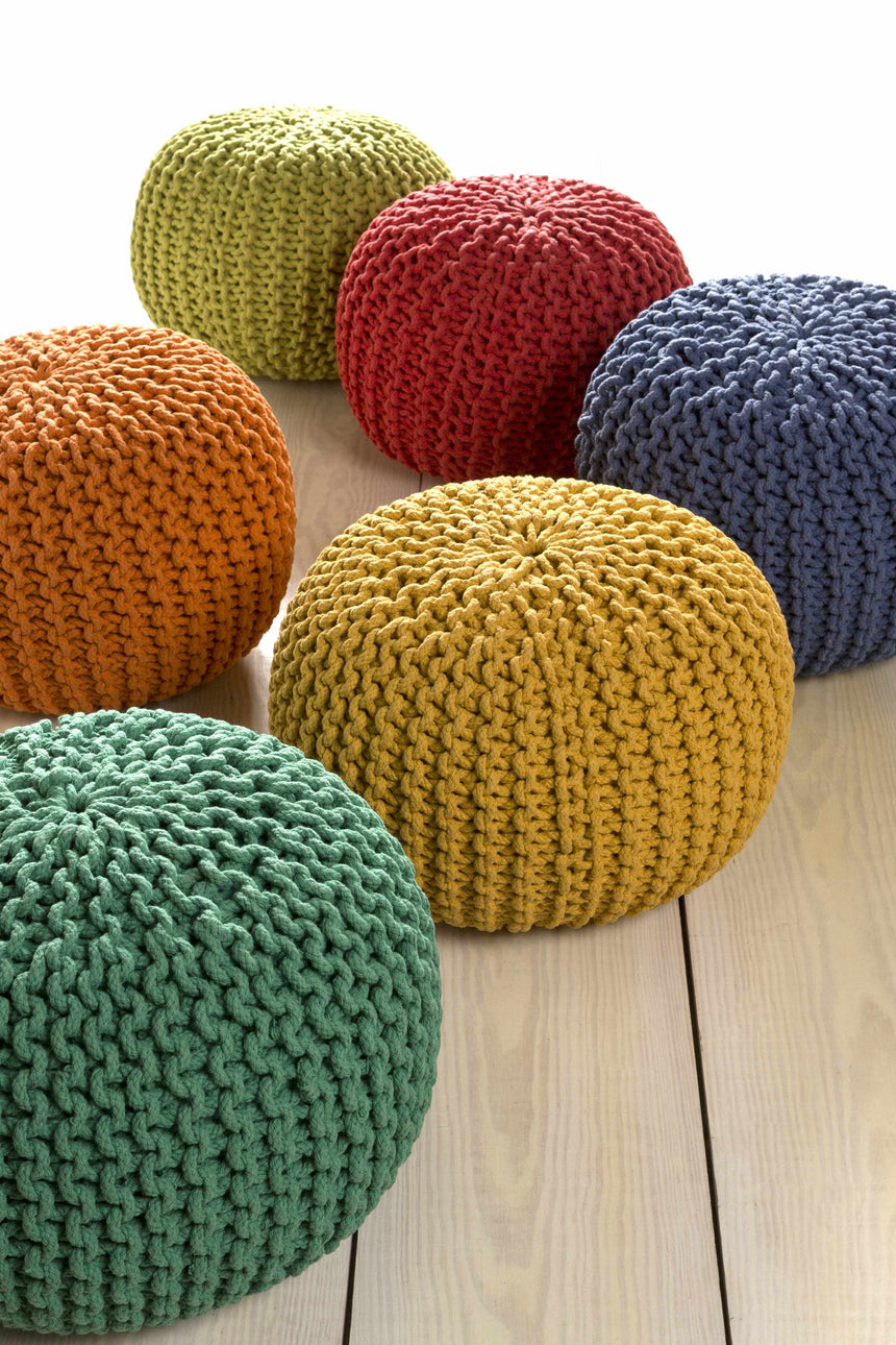 Osborne Olive Knitted Cotton Pouf