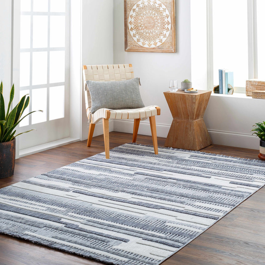 Ally Textured Saxony Rug with Fringes - Clearance