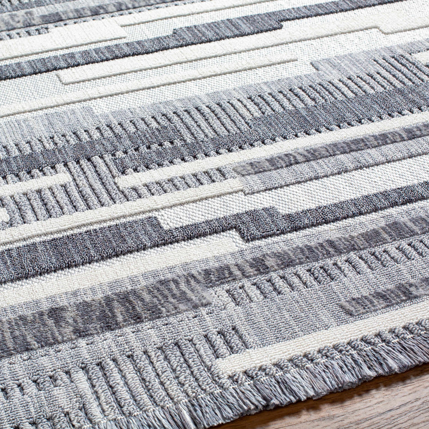 Ally Textured Saxony Rug with Fringes - Clearance