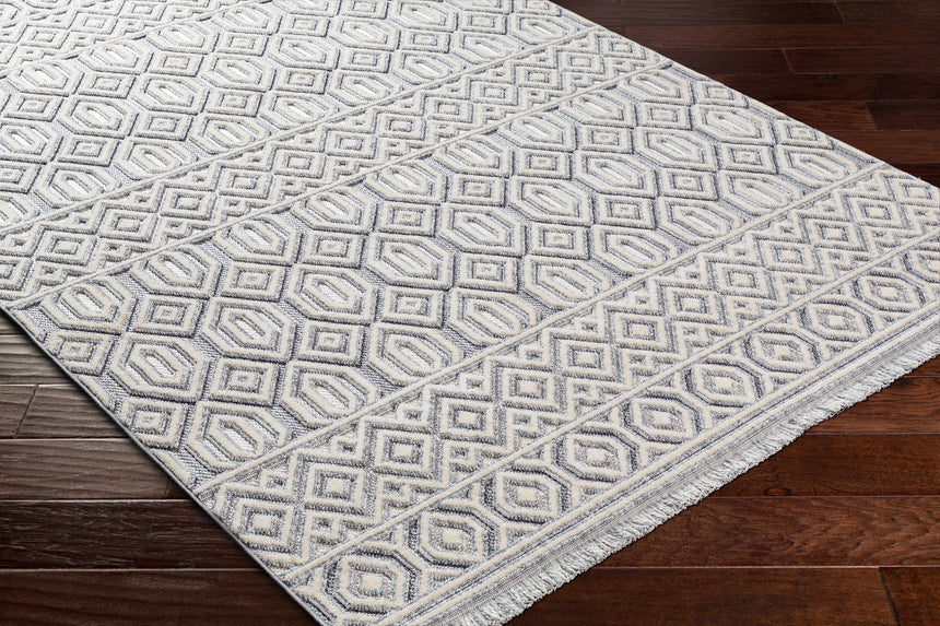 Ankan Textured Saxony Rug with Fringes - Clearance