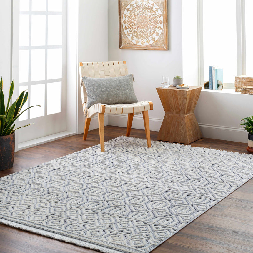 Ankan Textured Saxony Rug with Fringes - Clearance