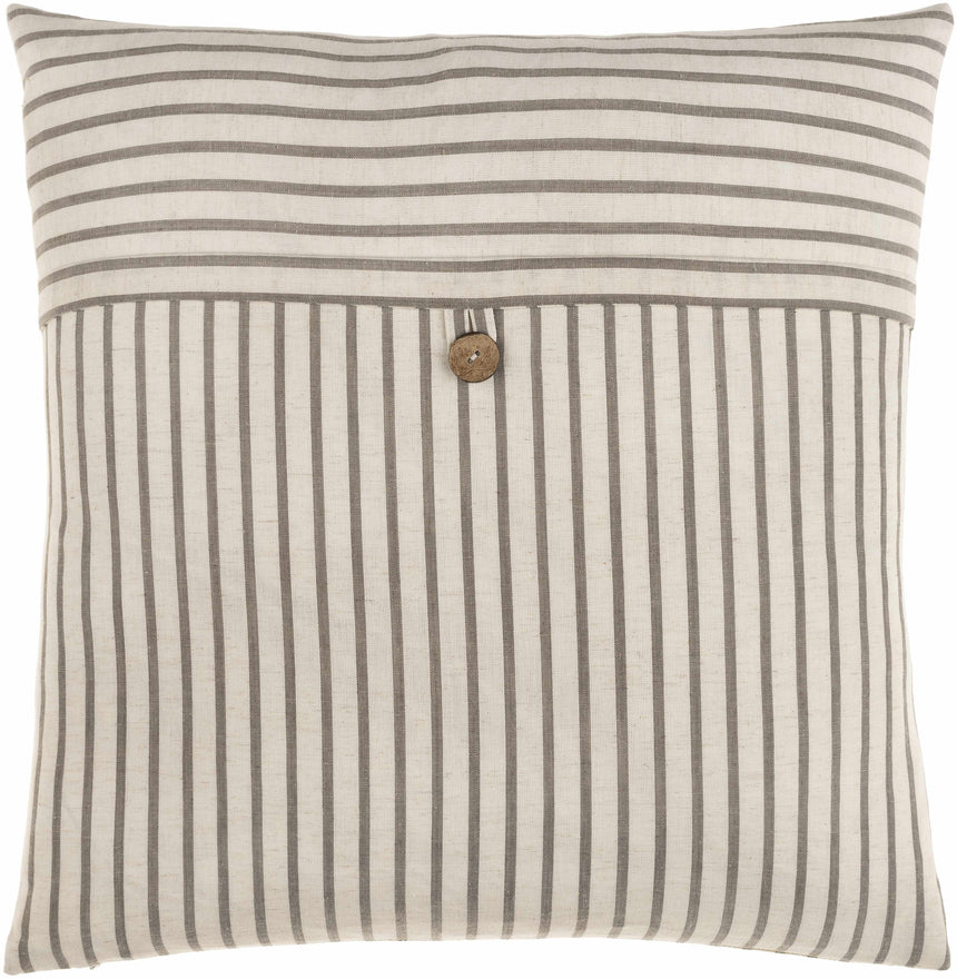 Seyhan Beige Striped Button Accent Pillow - Clearance