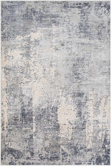 Close-up of the Shartlesville Textured Luxe Rug. Charcoal, gray, light gray, and taupe abstract pattern. Contemporary style. Design-Rectangle-5373