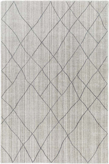 Close-up of the Nari Light Gray Area Rug featuring a diamond pattern and subtle texture. Design-Rectangle-576
