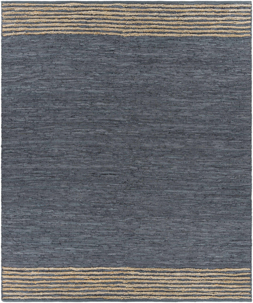 Withernsea 8x10 Charcoal Leather Rug - Clearance