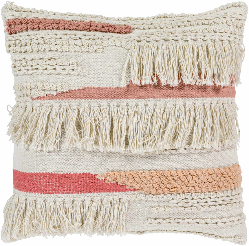 Shoup Beige Pink Textured Throw Pillow