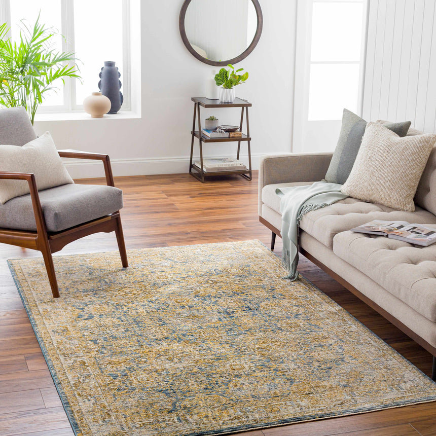 Ange Cream & Blue Rich Textured Rug