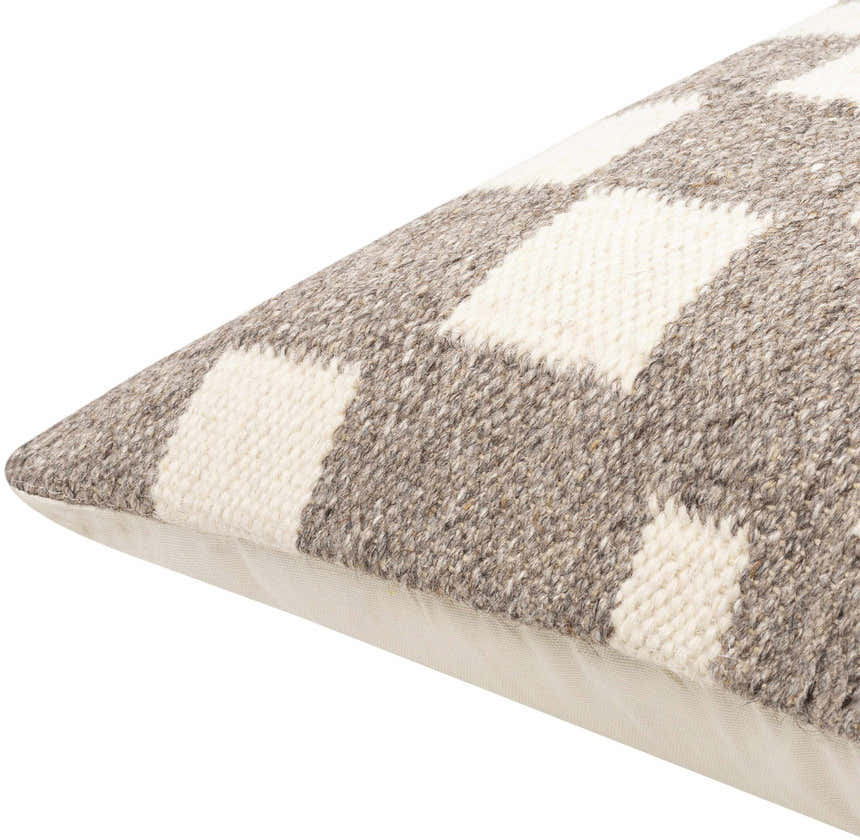 Tavik Taupe and Ivory Square Pattern Modern Wool Accent Pillow - Clearance