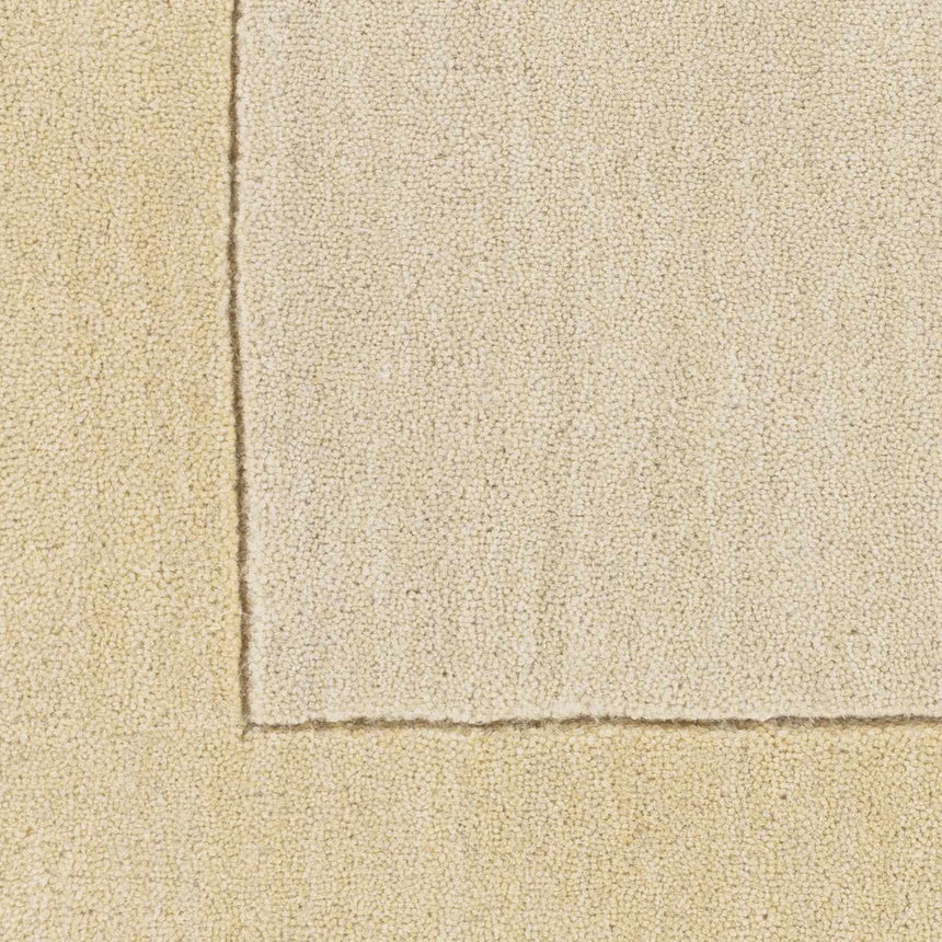 Bordered Solid Beige Wool Rug