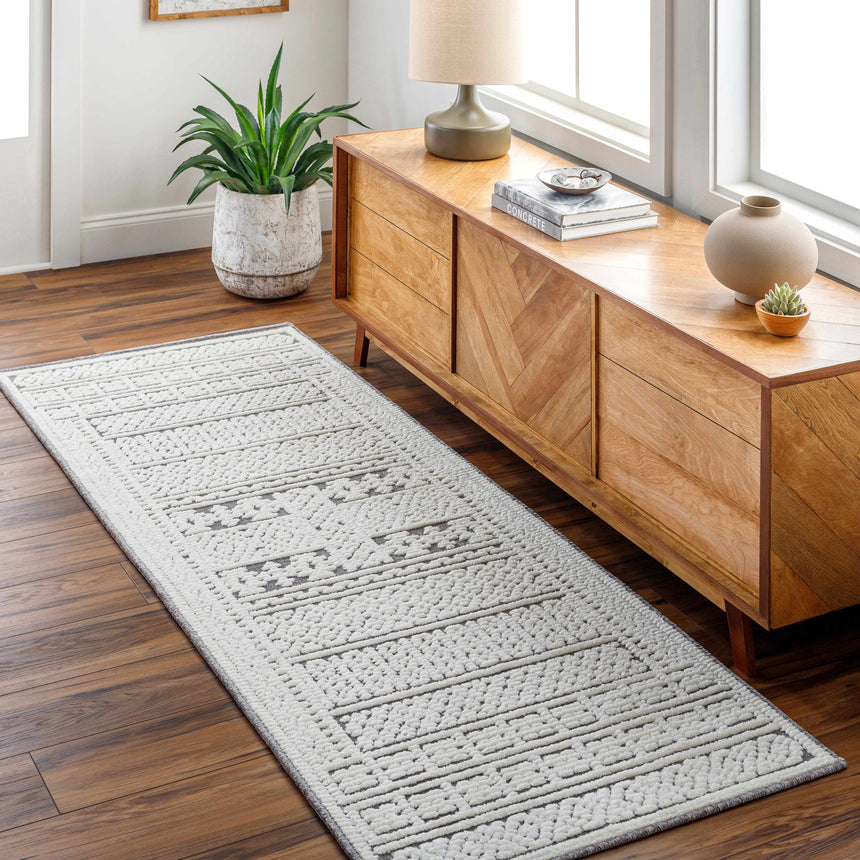 Bahar Cream & Gray Washable Area Rug - Clearance
