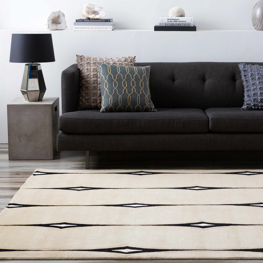 Smartt Beige&Black Premium Wool Rug - Clearance