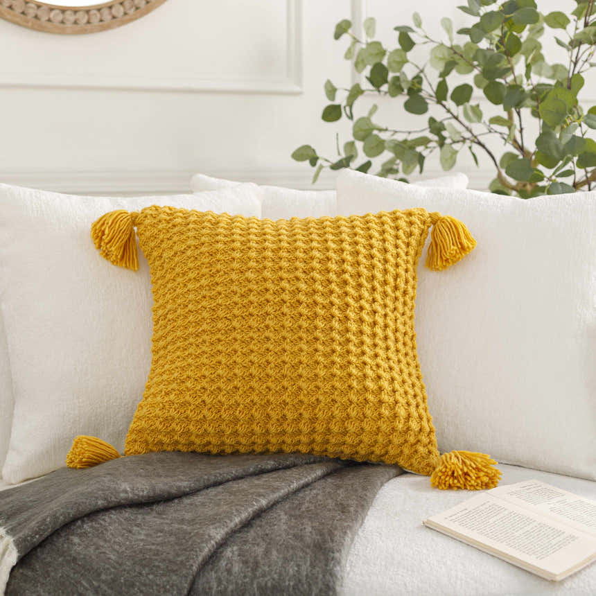 Litzy Mustard Yellow Throw Pillow