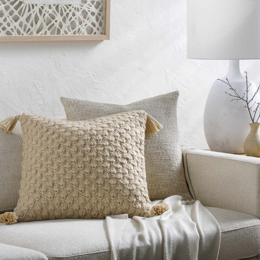 Magan Beige Throw Pillow