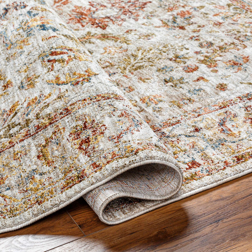 Asabi Beige Textured Rug with Fringes