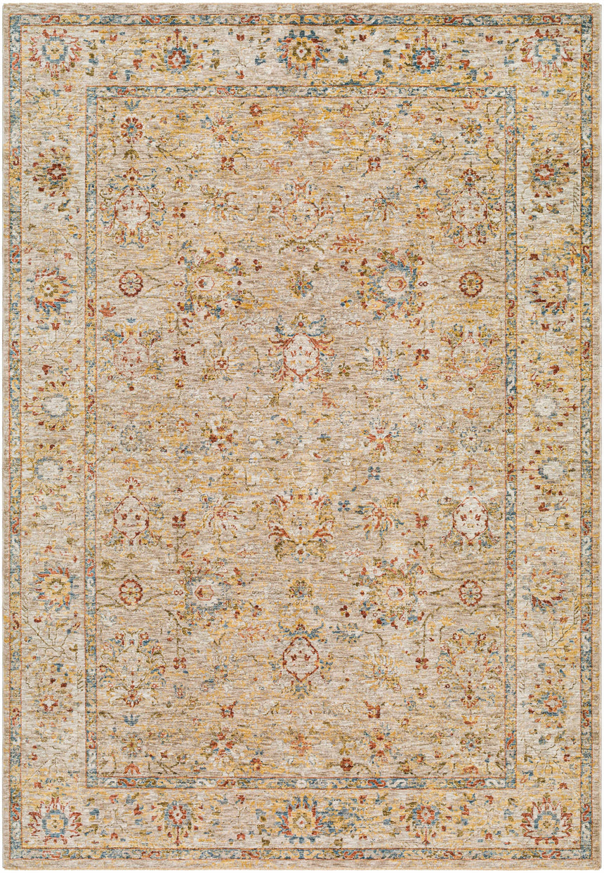 Duong Beige Textured Rug with Fringes