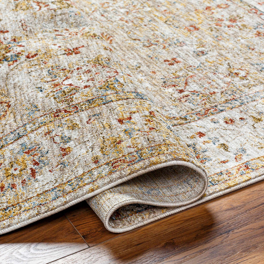 Duong Beige Textured Rug with Fringes