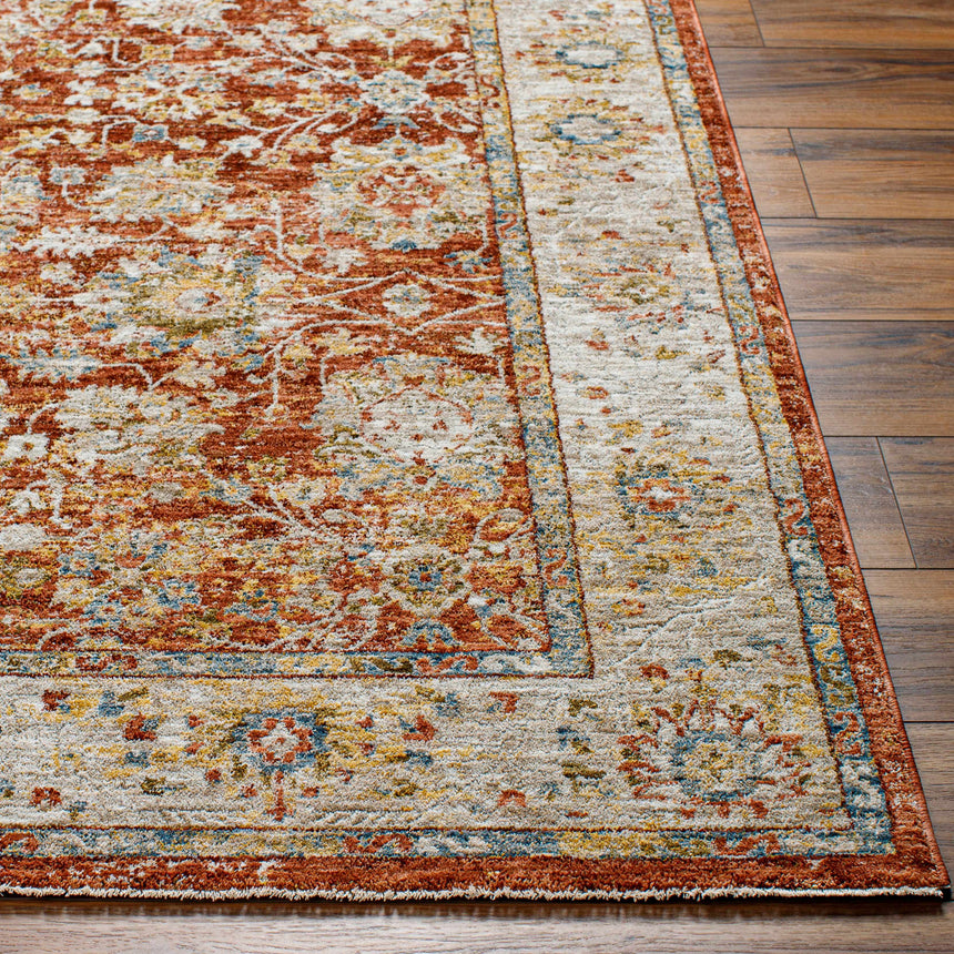 Duong Rust Textured Rug with Fringes