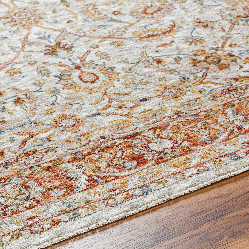 Dyan Cream Textured Rug with Fringes