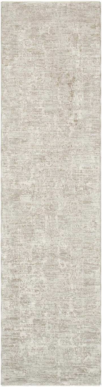 Close-up of the Jenis Gray Luxe Rug showing its light gray and natural gray abstract pattern. Design-Runner-2710