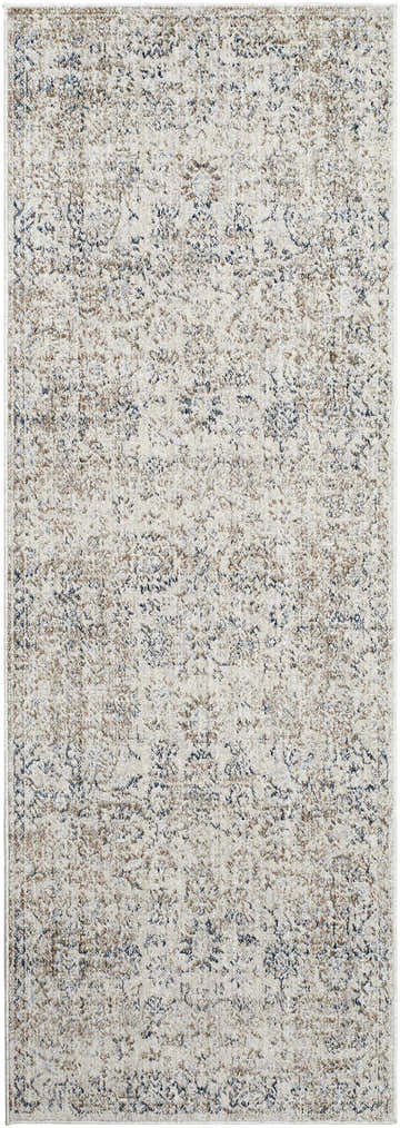 Close-up of the Keran Area Rug in Beachhouse Beige, featuring a subtle traditional pattern and soft texture. Design-Runner-2773