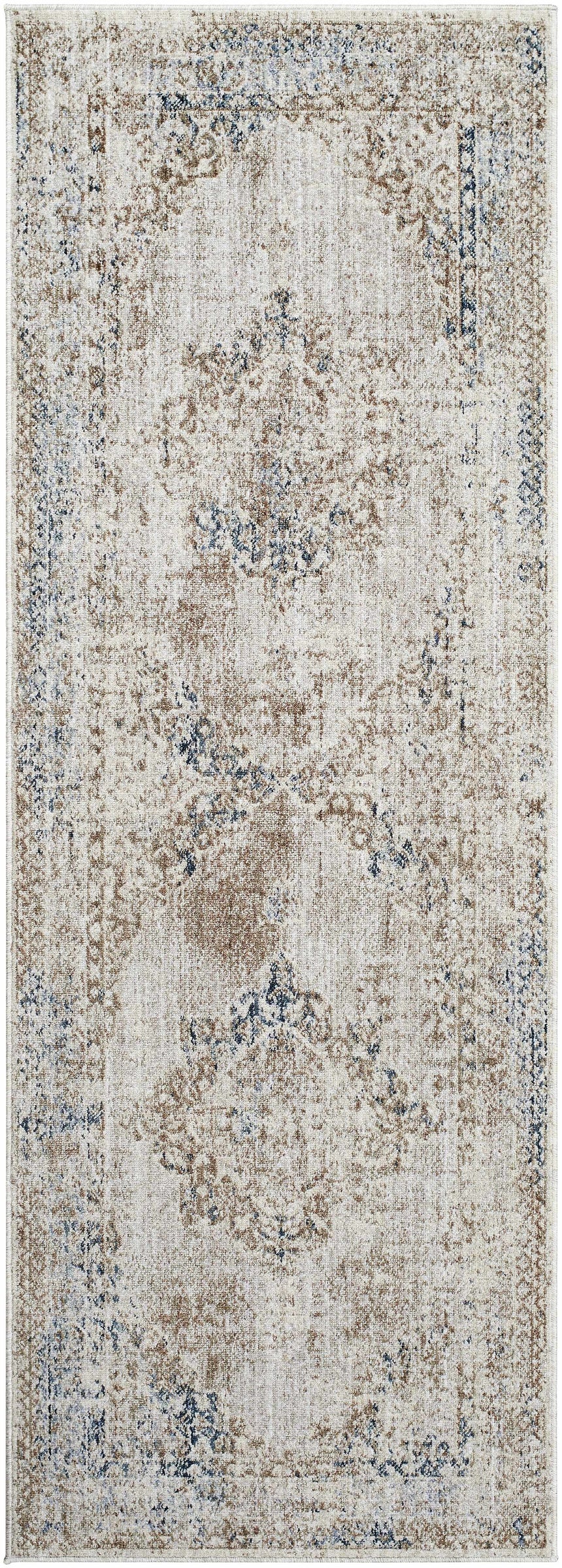 Kosta Beige & Blue Medallion Area Rug - Clearance