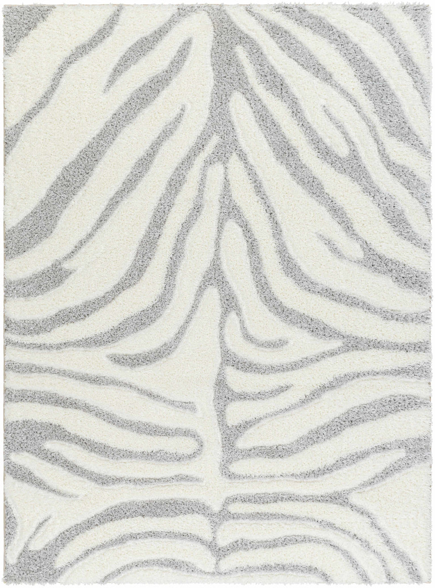 Dysis Gray Zebra Print Area Rug - Promo
