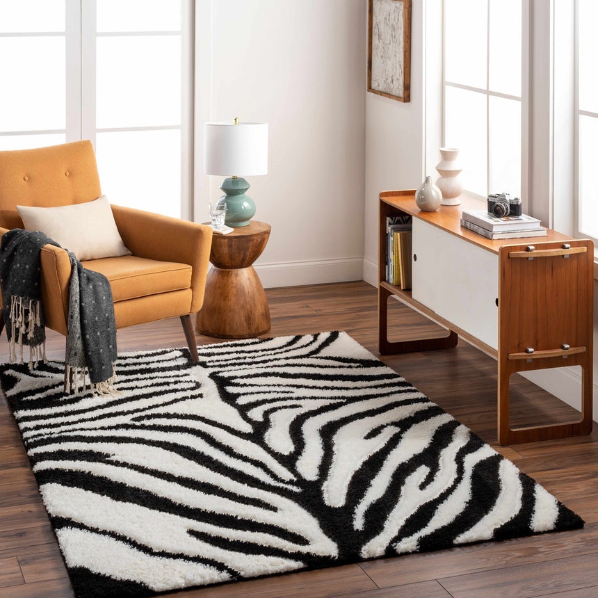 Dysis Black & White Zebra Print Area Rug - Clearance