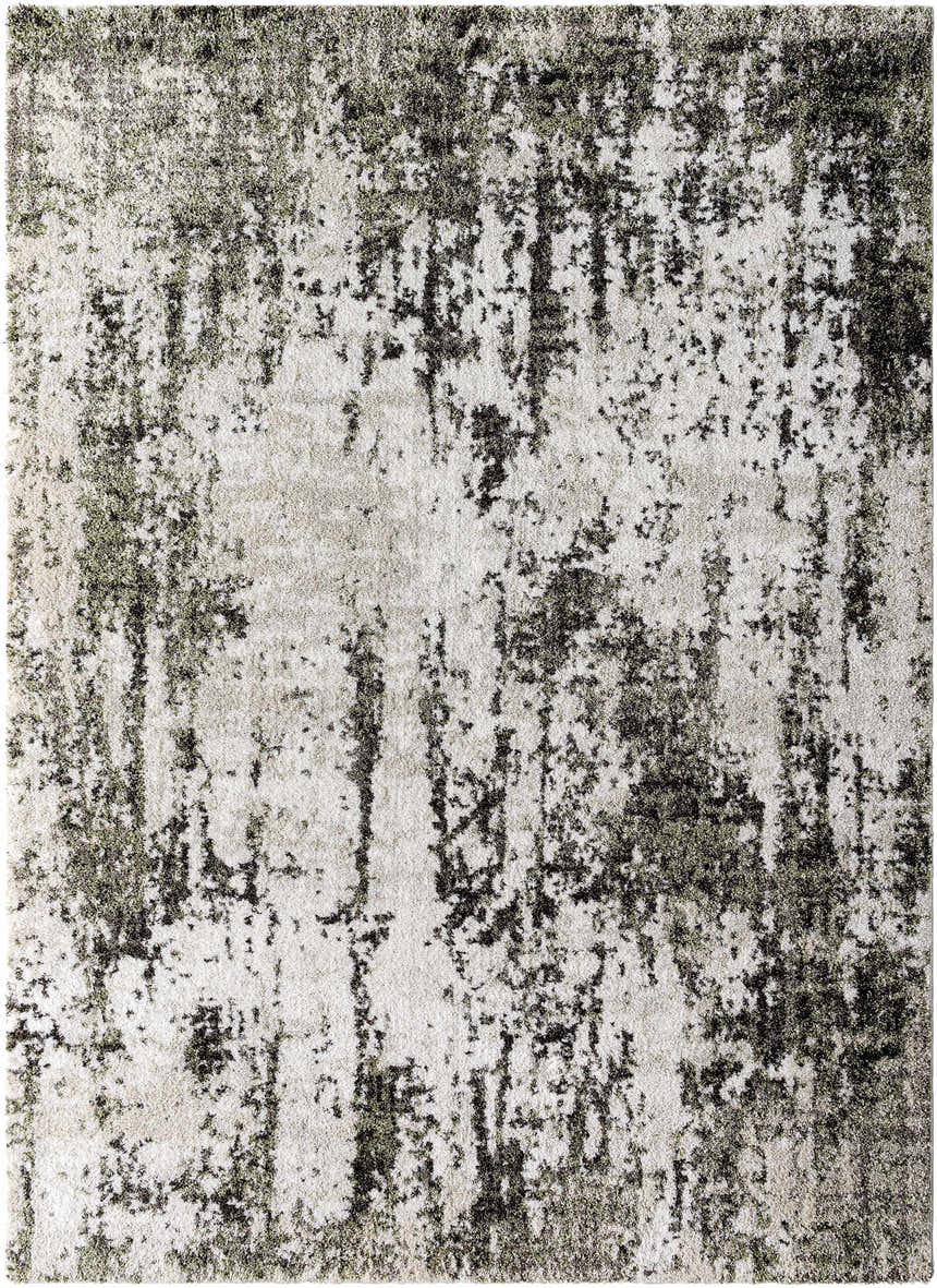 Close-up of the light gray Omari Area Rug, featuring a contemporary abstract pattern and soft polyester texture. Design-Rectangle-537