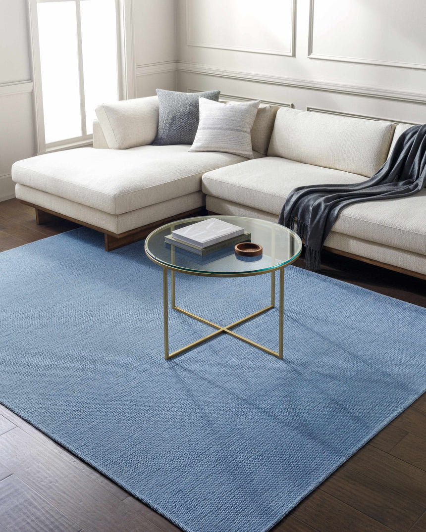 Isako Blue Solid Washable Area Rug - Clearance