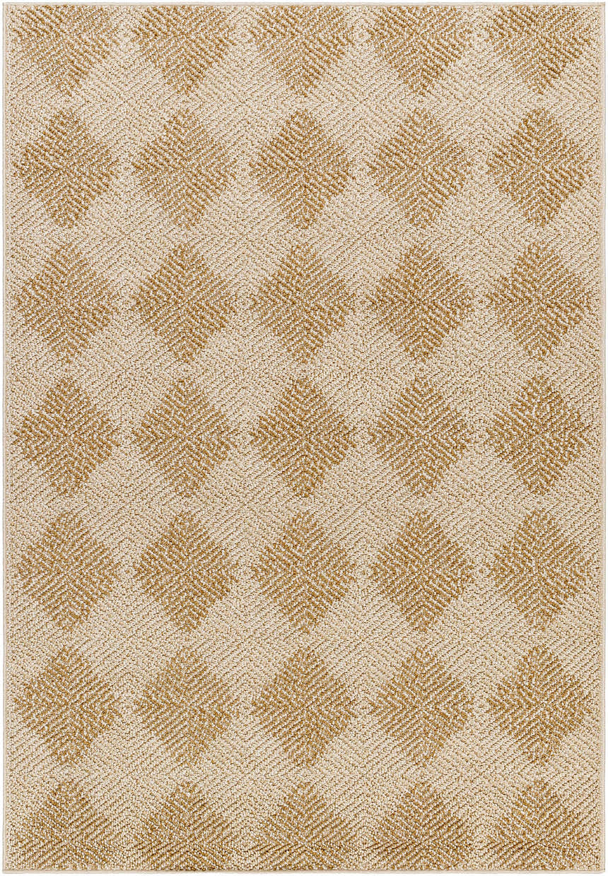 Close-up of the Broox Beige Area Rug, showcasing its diamond pattern and neutral color palette. Design-Rectangle-537